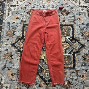 Paige red high-waisted straight leg jeans